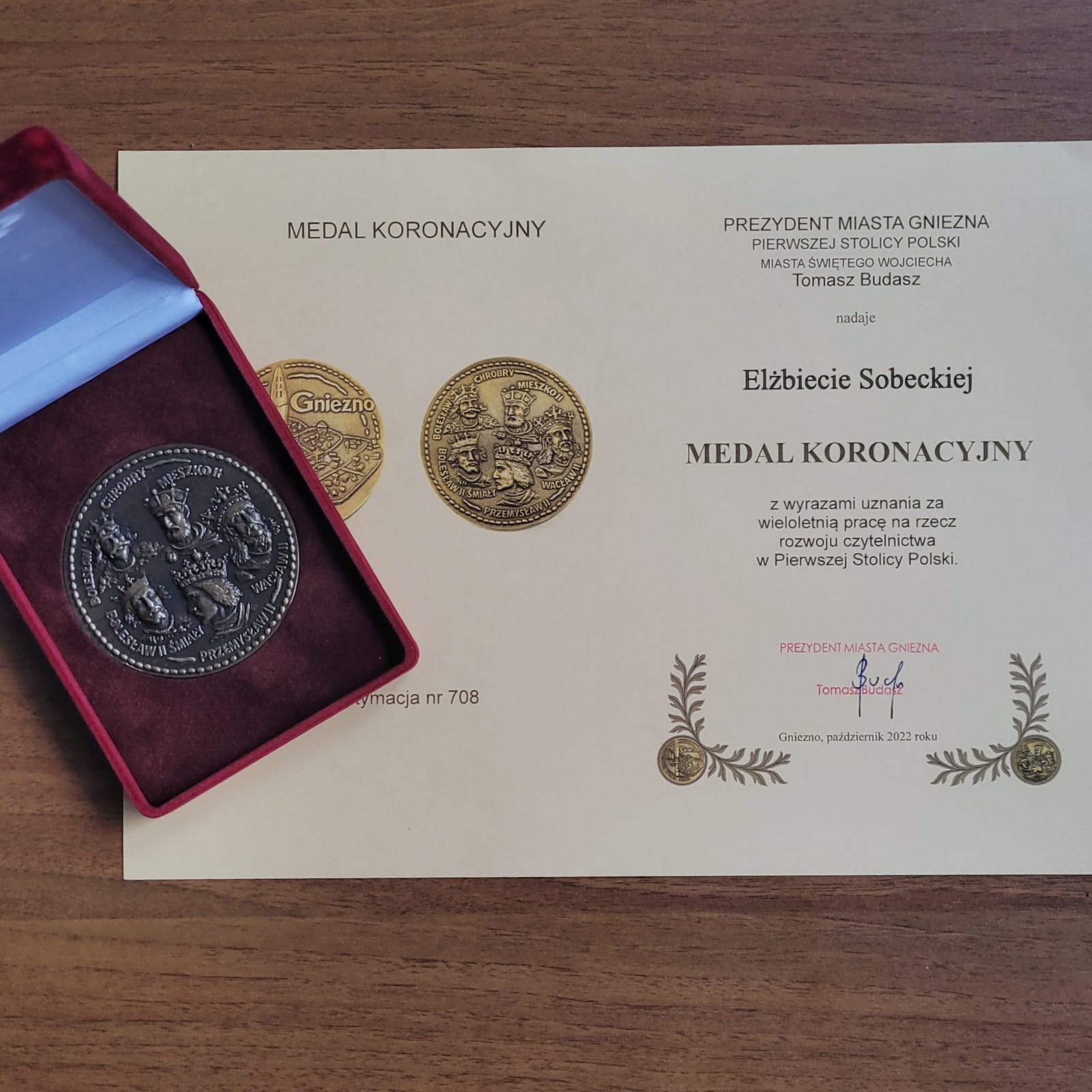 Medal Koronacyjny Gniezno 2022, Elżbieta Sobecka, Biblioteka GSW Milenium,