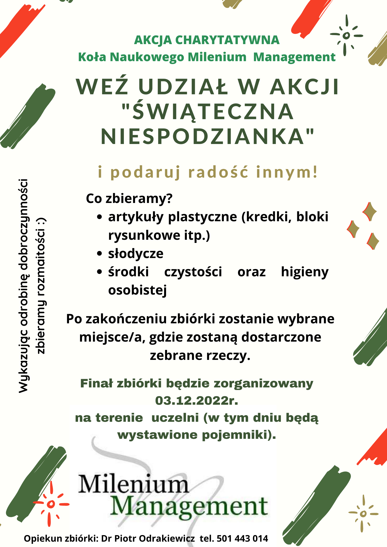 Koło naukowe GSW Milenium Milenium Management studenci kierunek zarzadzanie akcja charytatywna